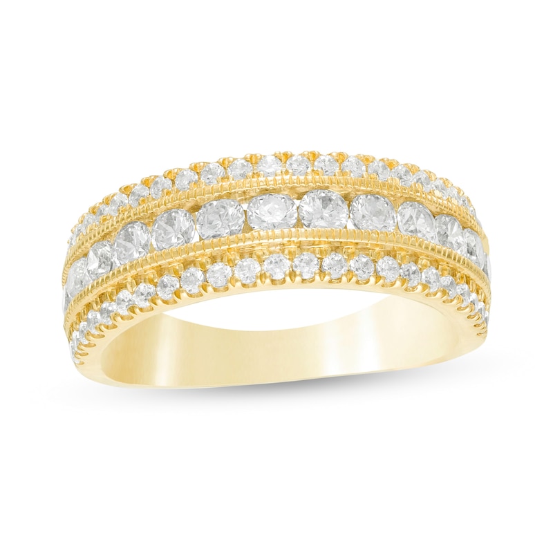 Main Image 1 of 1-1/3 CT. T.W. Diamond Multi Row Vintage-Style Anniversary Ring in 10K Gold