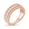 Thumbnail Image 3 of 1-1/3 CT. T.W. Diamond Multi Row Vintage-Style Anniversary Ring in 10K Rose Gold