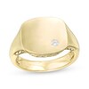 Thumbnail Image 1 of Vera Wang Men 1/20 CT. T.W. Diamond Etched Chevron Signet Ring in 10K Gold