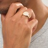 Thumbnail Image 2 of Vera Wang Men 1/20 CT. T.W. Diamond Etched Chevron Signet Ring in 10K Gold