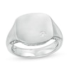 Thumbnail Image 1 of Vera Wang Men 1/20 CT. T.W. Diamond Etched Chevron Signet Ring in Sterling Silver