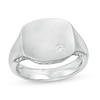 Thumbnail Image 0 of Vera Wang Men 1/20 CT. T.W. Diamond Etched Chevron Signet Ring in Sterling Silver