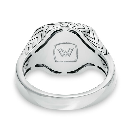 Vera Wang Men 1/20 CT. T.w. Diamond Etched Chevron Signet Ring in Sterling Silver