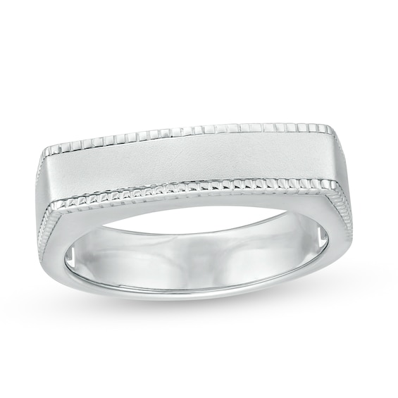 Vera Wang Men Sandblast Textured Edge Bar Ring in Sterling Silver
