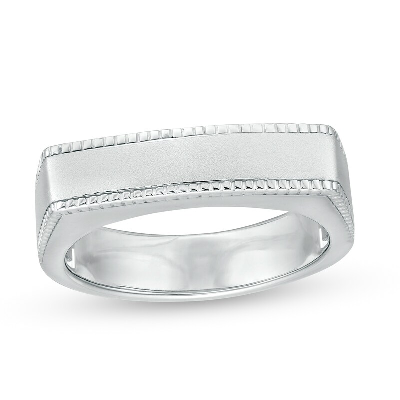 Main Image 1 of Vera Wang Men Sandblast Textured Edge Bar Ring in Sterling Silver