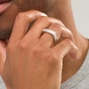 Thumbnail Image 2 of Vera Wang Men Sandblast Textured Edge Bar Ring in Sterling Silver