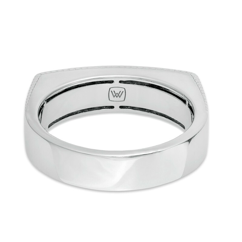 Main Image 3 of Vera Wang Men Sandblast Textured Edge Bar Ring in Sterling Silver