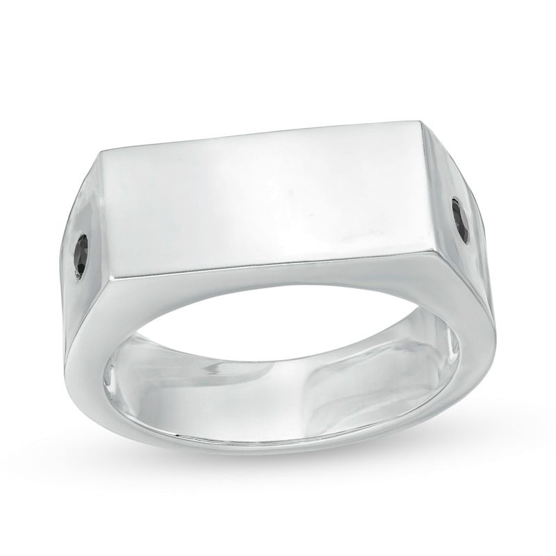 Main Image 1 of Vera Wang Men 1/6 CT. T.W. Black Diamond Bar Ring in Sterling Silver