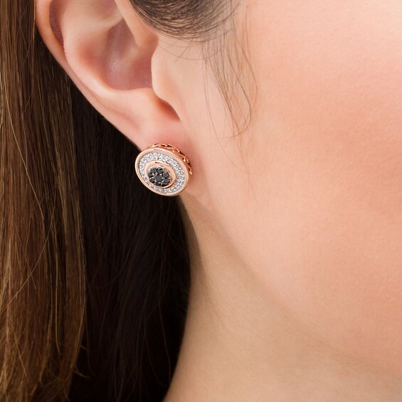 1/2 CT. T.W. Enhanced Black Composite and White Diamond Frame Stud Earrings in 10K Rose Gold 1/2 CT. T.W. Enhanced Black Composite and White Diamond Frame Stud Earrings in 10K Rose Gold