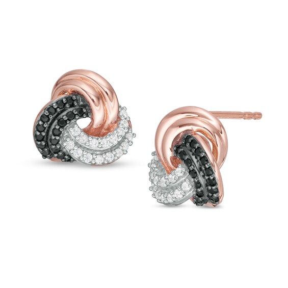 1/4 CT. T.W. Enhanced Black and White Diamond Love Knot Stud Earrings in 10K Rose Gold 1/4 CT. T.W. Enhanced Black and White Diamond Love Knot Stud Earrings in 10K Rose Gold