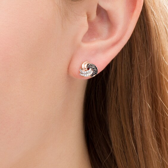 1/4 CT. T.W. Enhanced Black and White Diamond Love Knot Stud Earrings in 10K Rose Gold 1/4 CT. T.W. Enhanced Black and White Diamond Love Knot Stud Earrings in 10K Rose Gold