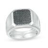 Thumbnail Image 1 of Vera Wang Men 1/2 CT. T.W. Enhanced Black Octagonal Composite Diamond Signet Ring in Sterling Silver