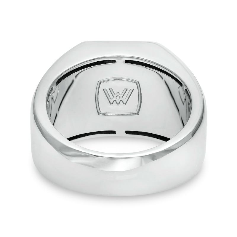 Vera Wang Men 1/2 CT. T.W. Enhanced Black Octagonal Composite Diamond Signet Ring in Sterling Silver