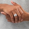 Thumbnail Image 2 of Vera Wang Men 1/5 CT. T.W. Black Diamond "V" Bevelled Edge Signet Ring in Sterling Silver