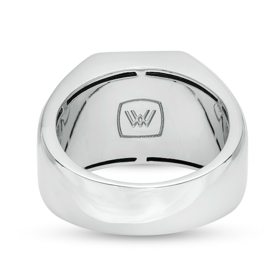 Vera Wang Men 1/5 CT. T.w. Black Diamond "V" Bevelled Edge Signet Ring in Sterling Silver