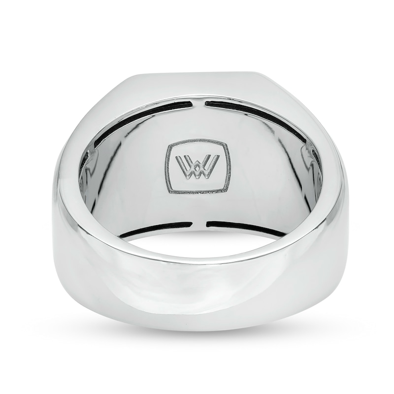 Main Image 3 of Vera Wang Men 1/5 CT. T.W. Black Diamond "V" Bevelled Edge Signet Ring in Sterling Silver