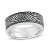 Thumbnail Image 1 of Vera Wang Men 1/2 CT. T.W. Black Diamond Antique-Finished Chevron Ring in Sterling Silver