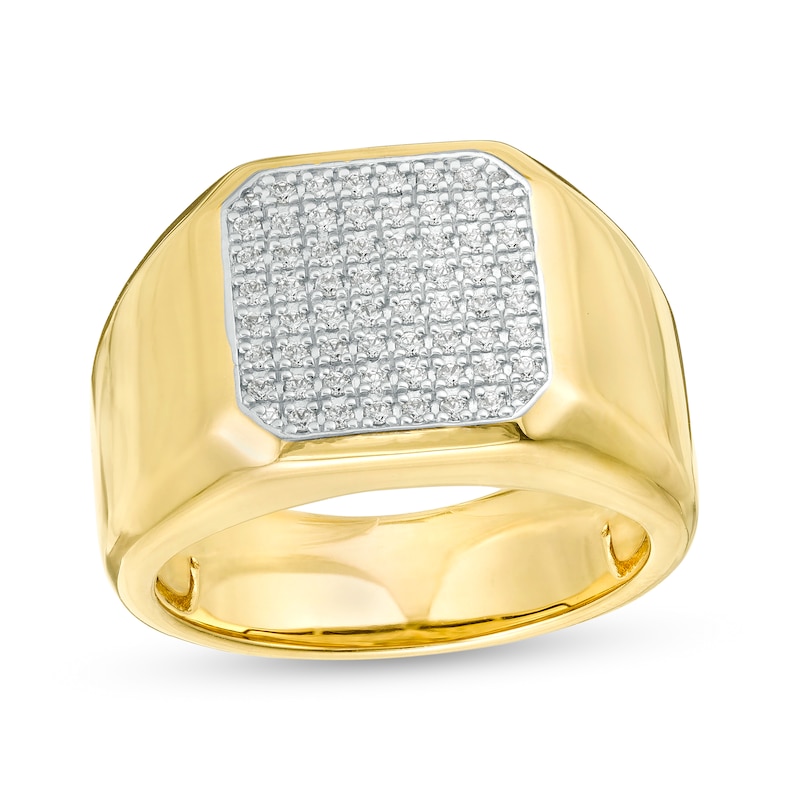 Main Image 1 of Vera Wang Men 1/2 CT. T.W. Octagonal Composite Diamond Signet Ring in 10K Gold
