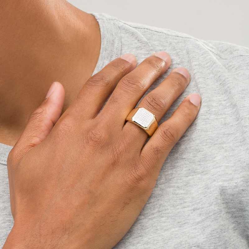 Main Image 2 of Vera Wang Men 1/2 CT. T.W. Octagonal Composite Diamond Signet Ring in 10K Gold