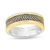 Thumbnail Image 1 of Vera Wang Men Antique-Finished Chevron Pattern Ring in Sterling Silver and 10K Gold