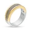 Thumbnail Image 3 of Vera Wang Men Antique-Finished Chevron Pattern Ring in Sterling Silver and 10K Gold