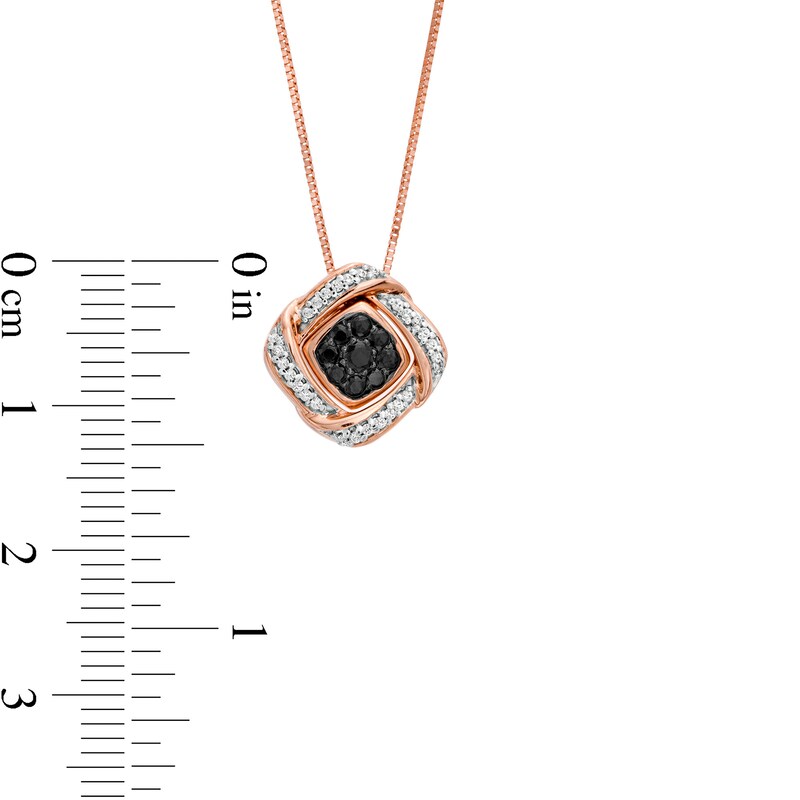 Main Image 4 of 1/4 CT. T.W. Enhanced Black Composite and White Diamond Tilted Cushion Frame Two Piece Pendant in 10K Rose Gold