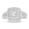 1 CT. T.W. Diamond Double Cushion Frame Vintage-Style Engagement Ring in 10K White Gold