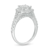 Thumbnail Image 3 of 1 CT. T.W. Diamond Oval Scallop Frame Split Shank Vintage-Style Engagement Ring in 14K White Gold