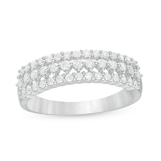 1/2 CT. T.w. Diamond Multi-Row Band in 10K White Gold