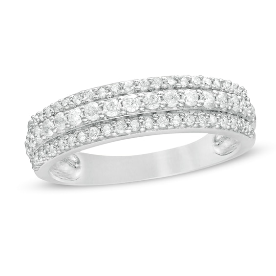 1/2 CT. T.w. Diamond Triple-Row Band in 10K White Gold