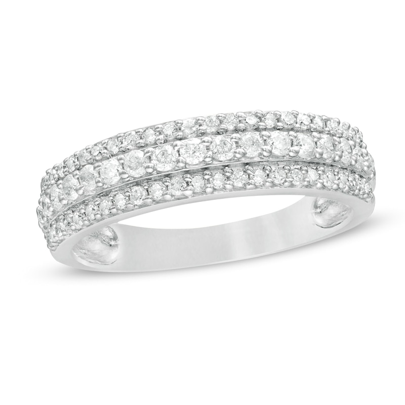 1/2 CT. T.W. Diamond Triple-Row Band in 10K White Gold