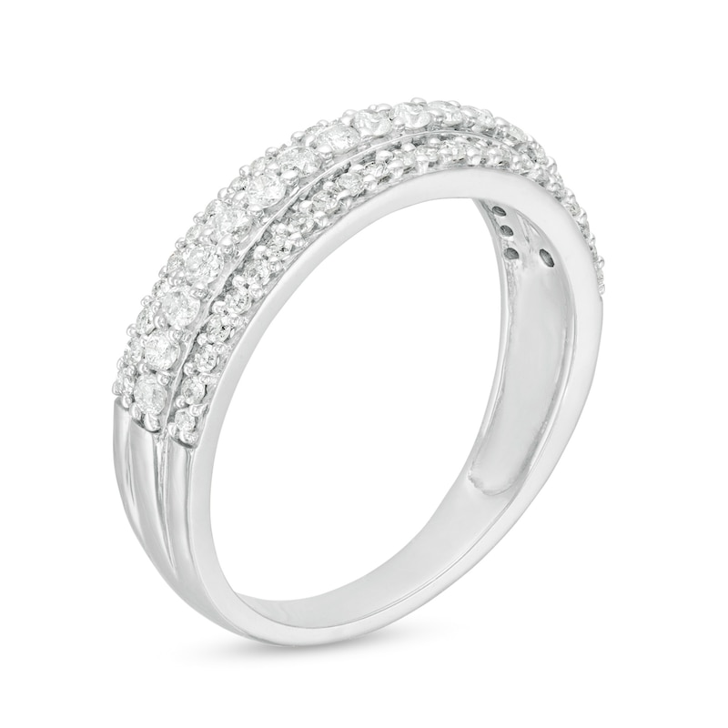 1/2 CT. T.W. Diamond Triple-Row Band in 10K White Gold