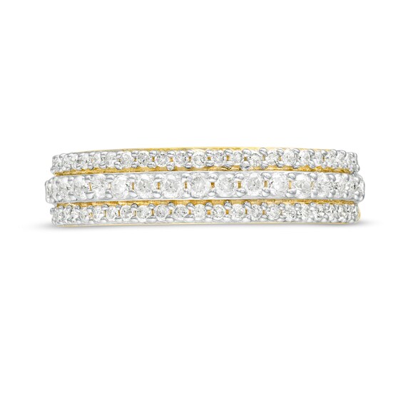 1/2 CT. T.w. Diamond Multi-Row Band in 10K Gold