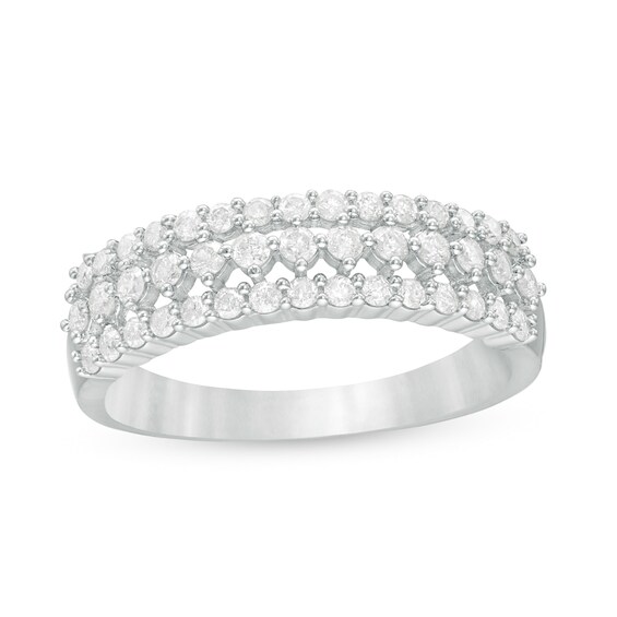 1/2 CT. T.w. Diamond Multi-Row Band in 10K White Gold