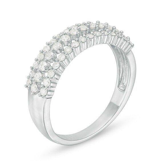 1/2 CT. T.w. Diamond Multi-Row Band in 10K White Gold