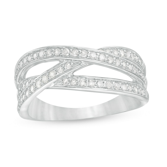 3/8 CT. T.w. Diamond Multi-Row Crossover Anniversary Band in Sterling Silver