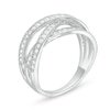 Thumbnail Image 2 of 3/8 CT. T.W. Diamond Multi-Row Crossover Anniversary Band in Sterling Silver