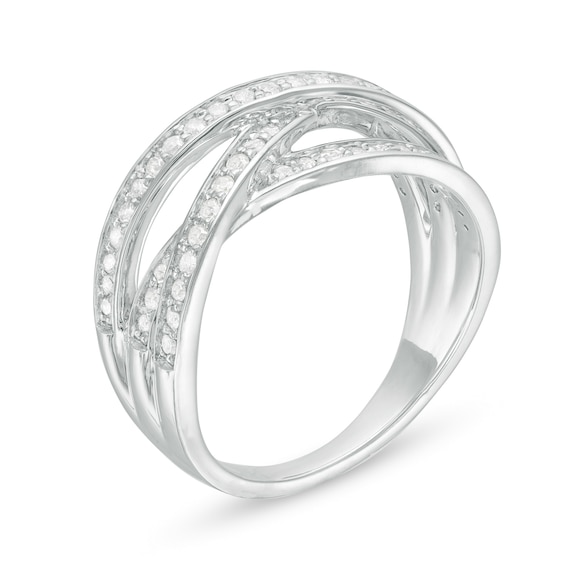 3/8 CT. T.w. Diamond Multi-Row Crossover Anniversary Band in Sterling Silver