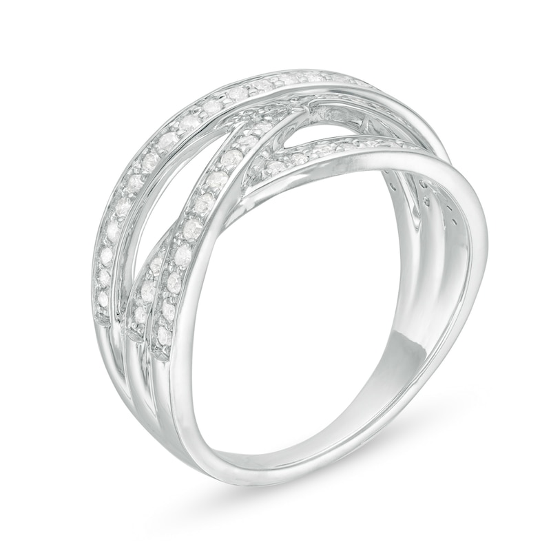 3/8 CT. T.W. Diamond Multi-Row Crossover Anniversary Band in Sterling Silver