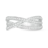 Thumbnail Image 3 of 3/8 CT. T.W. Diamond Multi-Row Crossover Anniversary Band in Sterling Silver