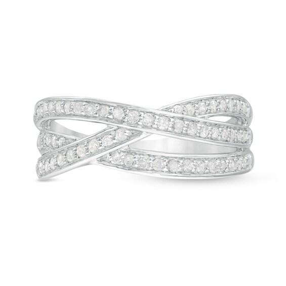 3/8 CT. T.w. Diamond Multi-Row Crossover Anniversary Band in Sterling Silver