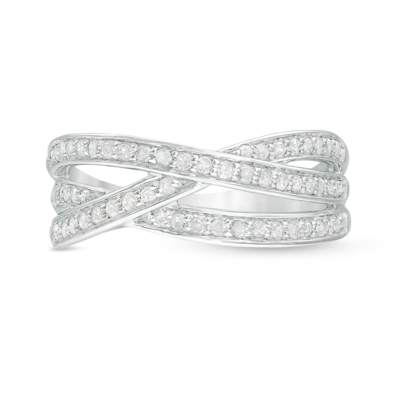 3/8 CT. T.W. Diamond Multi-Row Crossover Anniversary Band in Sterling Silver