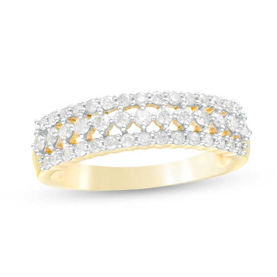 1/2 CT. T.w. Diamond Multi-Row Band in 10K Gold