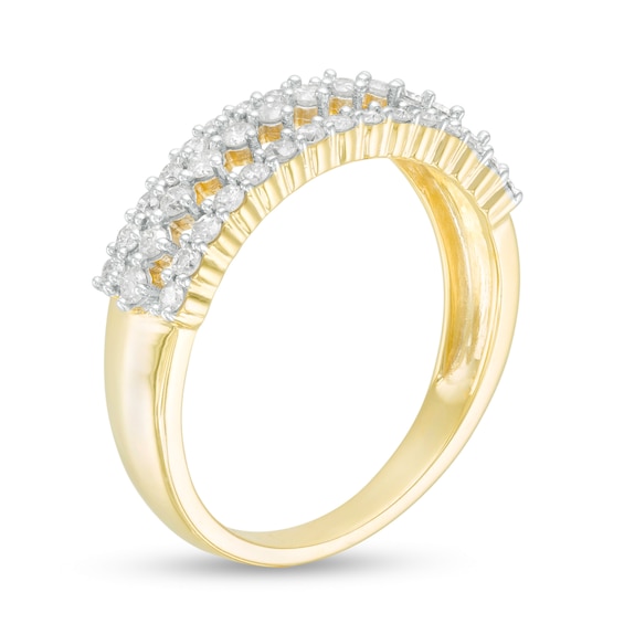 1/2 CT. T.w. Diamond Multi-Row Band in 10K Gold
