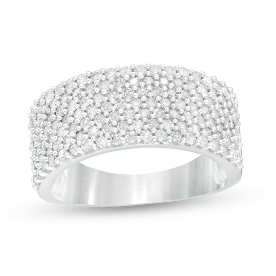 1 CT. T.w. Diamond Multi-Row Band in 10K White Gold