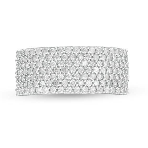 1 CT. T.w. Diamond Multi-Row Band in 10K White Gold