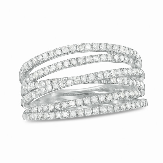 3/4 CT. T.w. Diamond Multi-Row Crossover Anniversary Band in Sterling Silver