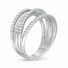 3/4 CT. T.W. Diamond Multi-Row Crossover Anniversary Band in Sterling Silver