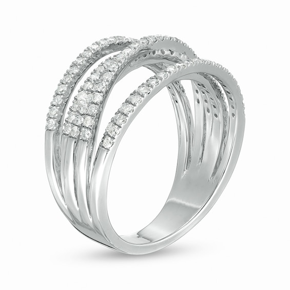 3/4 CT. T.w. Diamond Multi-Row Crossover Anniversary Band in Sterling Silver