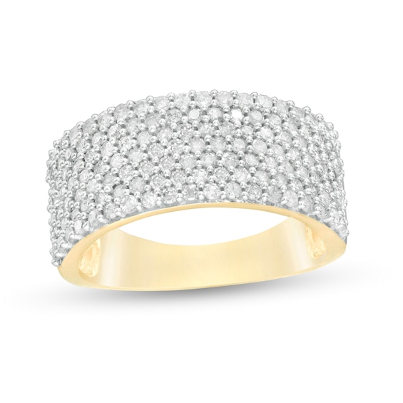 1 CT. T.w. Diamond Multi-Row Band in 10K Gold